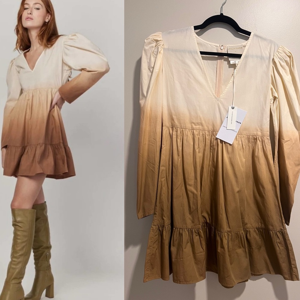 NWT Anthropologie x Stella Pardo Gradient Ombre Brown Dress